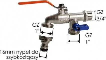 BRADAS IBC adapteris su čiaupu GZ 2×3/4″ IBC S60x6 rinkinys