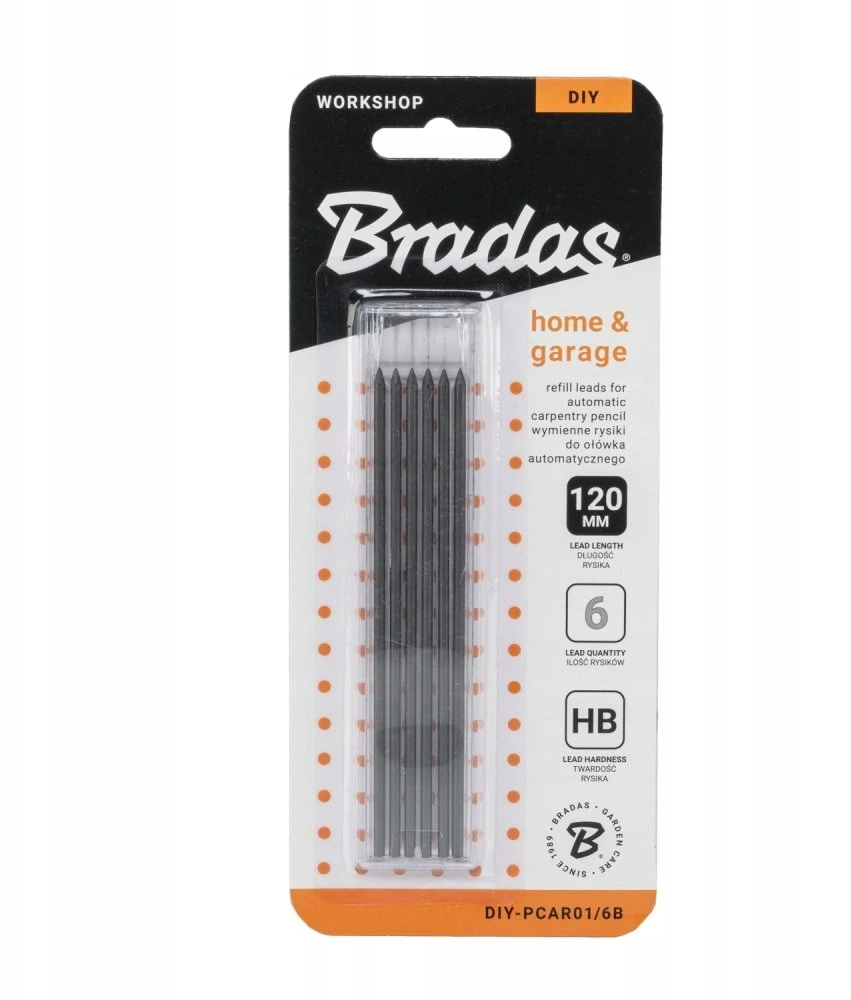 Rinkinys WKŁADÓW DO AUTOMATYCZNEGO OŁÓWKA BUDOWLANEGO DIY-PCAR01/6B BRADAS