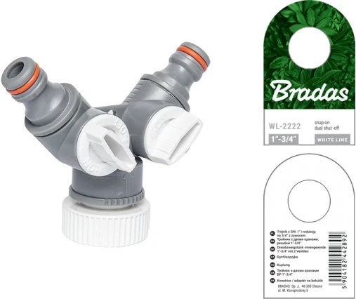 Bradas Sujungimas laistymo žarnai ¾" vidinis sriegis su dviem kraneliais