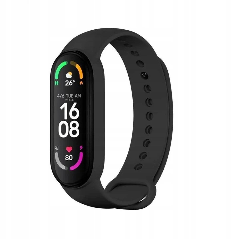 Oem Silikoninė apryrankė skirta XIAOMI Mi Band 5 / 6 / 7 juodos spalvos (01)