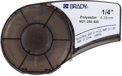 Brady M21-250-423, Juoda ant balto, Terminio perkėlimo popierius, Poliesteris, - BMP21-PLUS, BMP21-LAB, 6,4 m, 6,35 mm