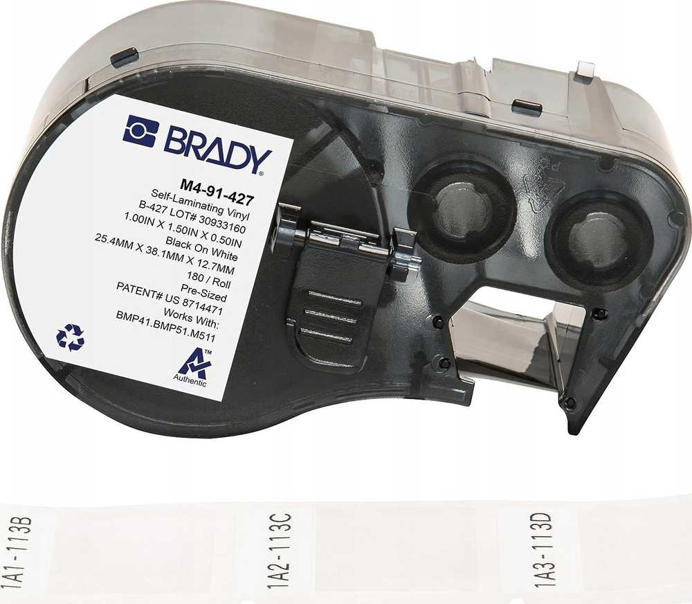 Brady M4-91-427 Etiketės spausdinimui Juodos, baltos Lipnios etiketės spausdinimui