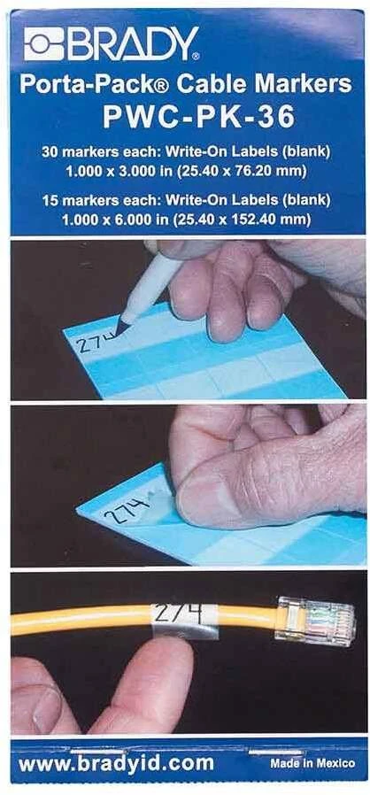 Brady PWC-PK-36, Permatomas, Balta, Vinilas, 45 vnt., -40–70 °C, 25,4 mm, 40 mm