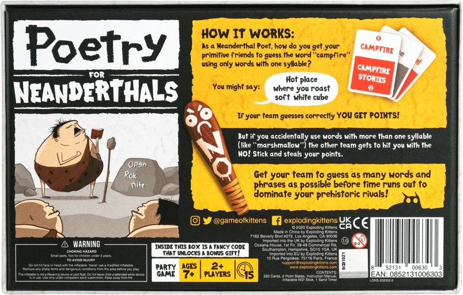 Brain Games Exploding Kittens Poetry for Neanderthals