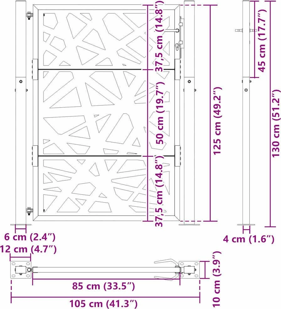 Sodo vartai, 100x125 cm, atsparūs oro sąlygoms, plienas, šviesaus dizaino