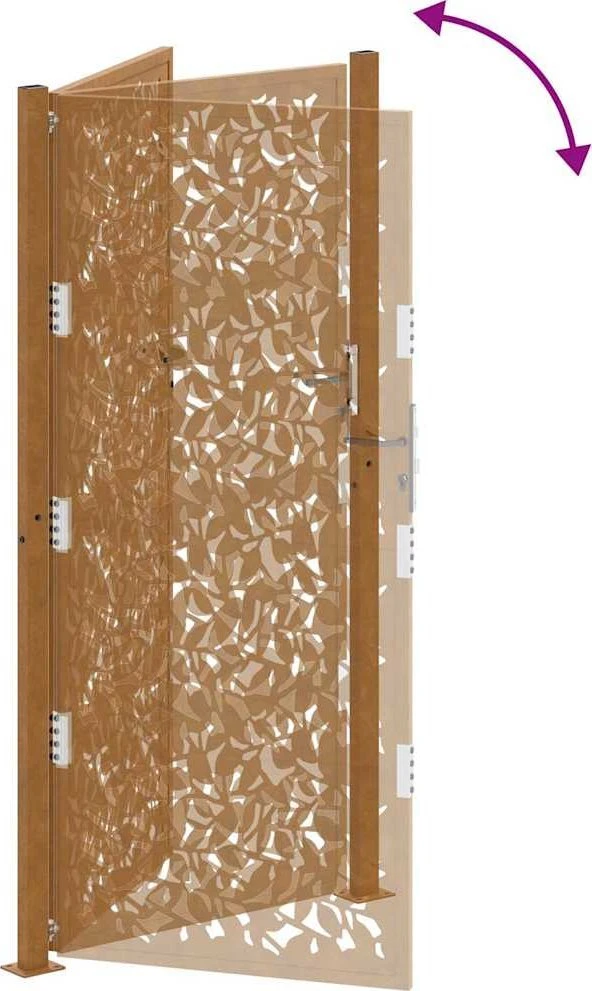 Sodo vartai, 100x200 cm, atsparūs oro sąlygoms, plieniniai, lapo raštas