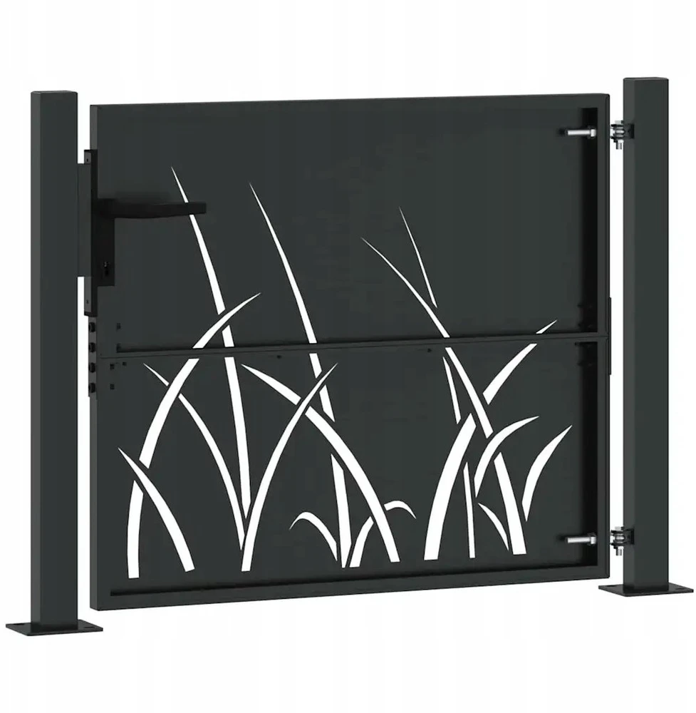 Sodo vartai 110 x 105 cm Juoda Užrakintas
