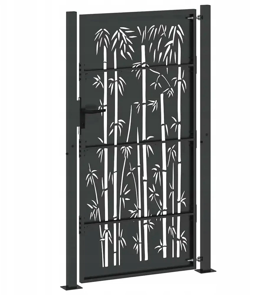 Sodo vartai 110 x 205 cm Juoda Užrakintas