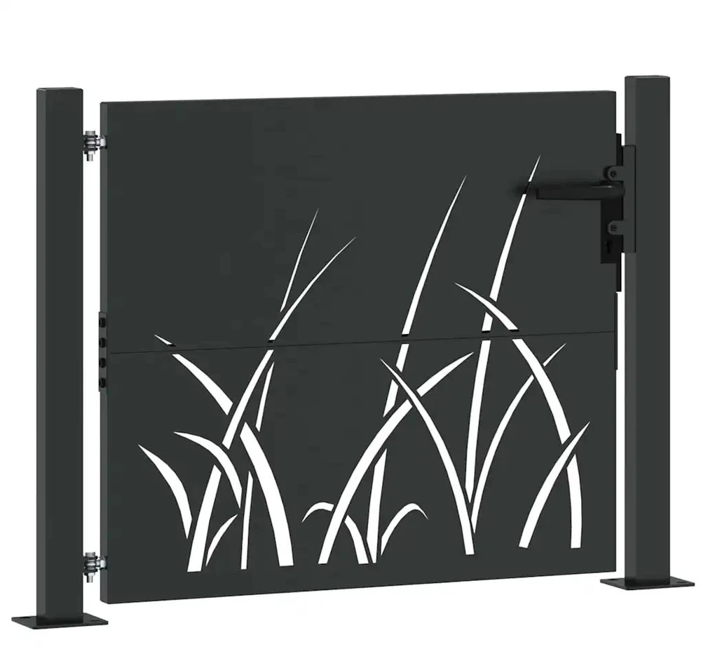Sodo vartai 110 x 105 cm Juoda Užrakintas