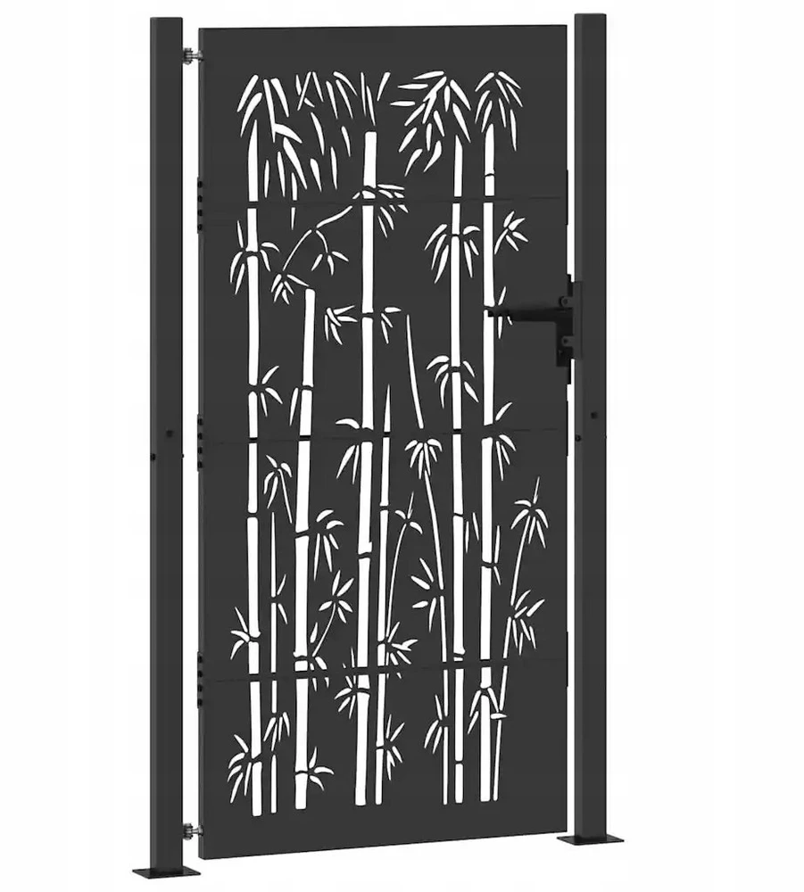 Sodo vartai 110 x 205 cm Juoda Užrakintas