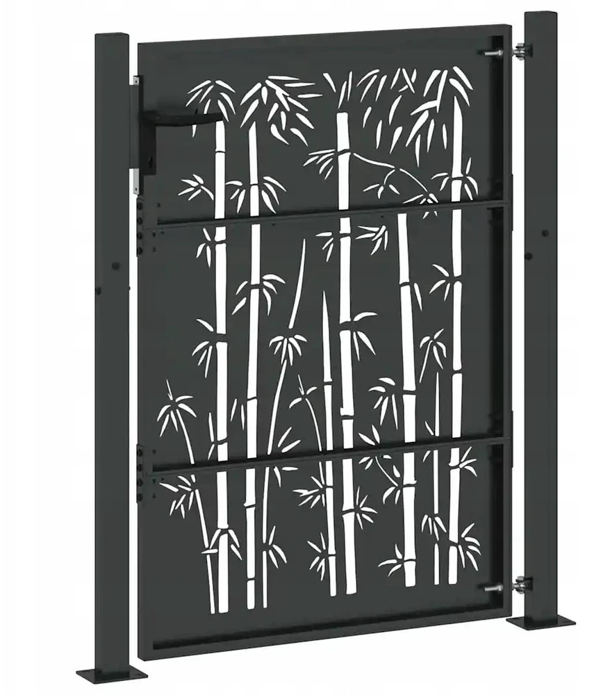 Sodo vartai 110 x 155 cm Juoda Užrakintas