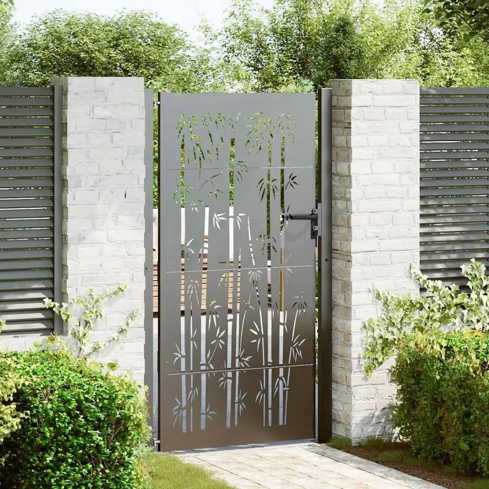 Sodo vartai 110 x 205 cm Juoda Užrakintas
