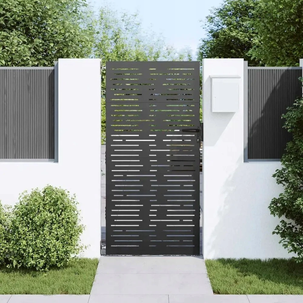 Sodo vartai 85 x 200 cm Juoda Užrakintas