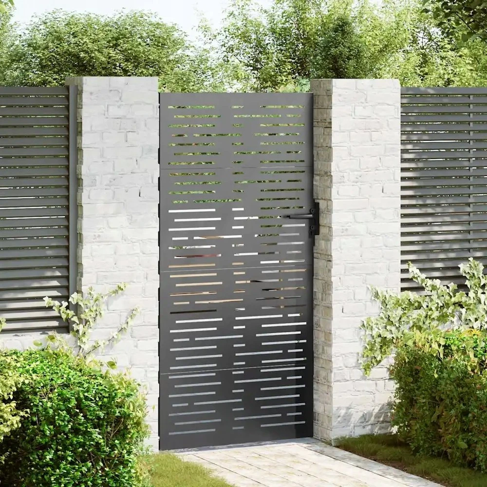 Sodo vartai 85 x 200 cm Juoda Užrakintas