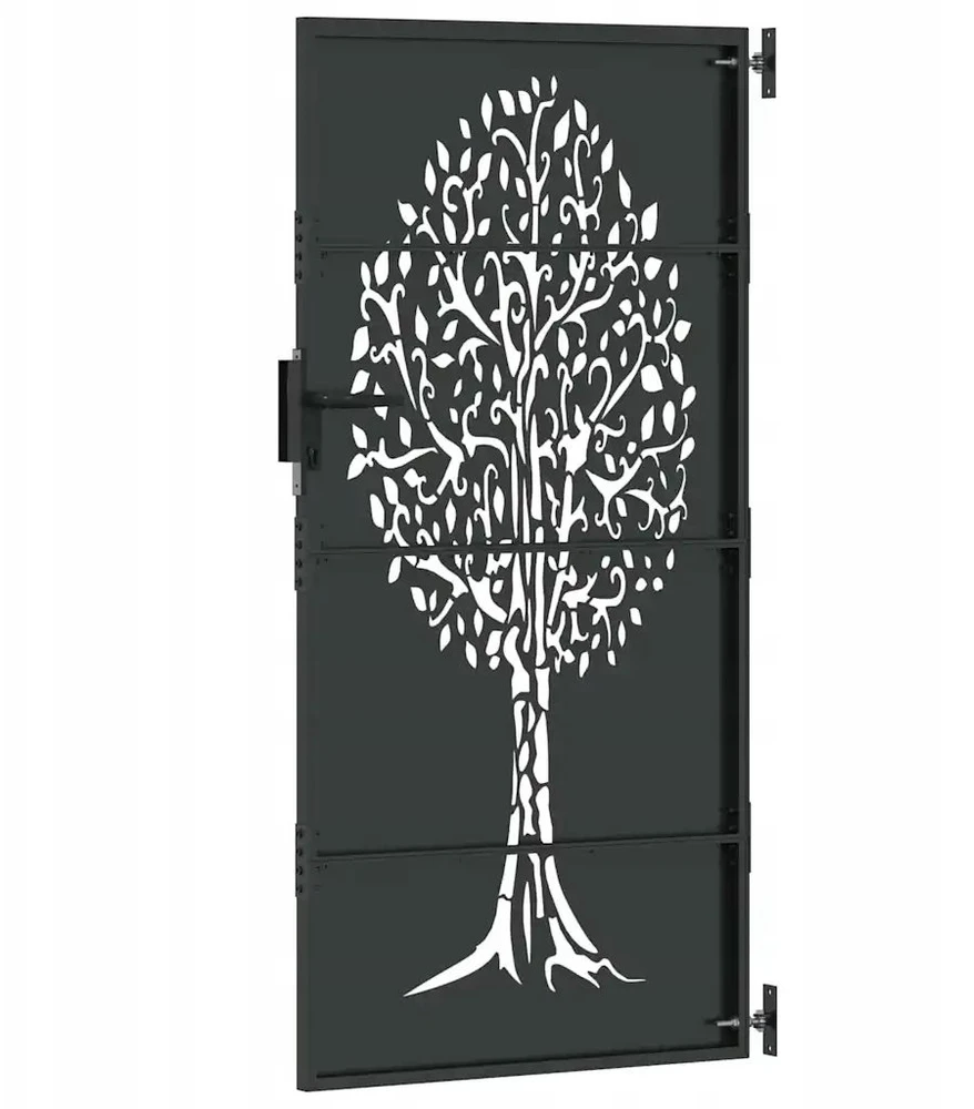 Sodo vartai 85 x 200 cm Juoda Užrakintas