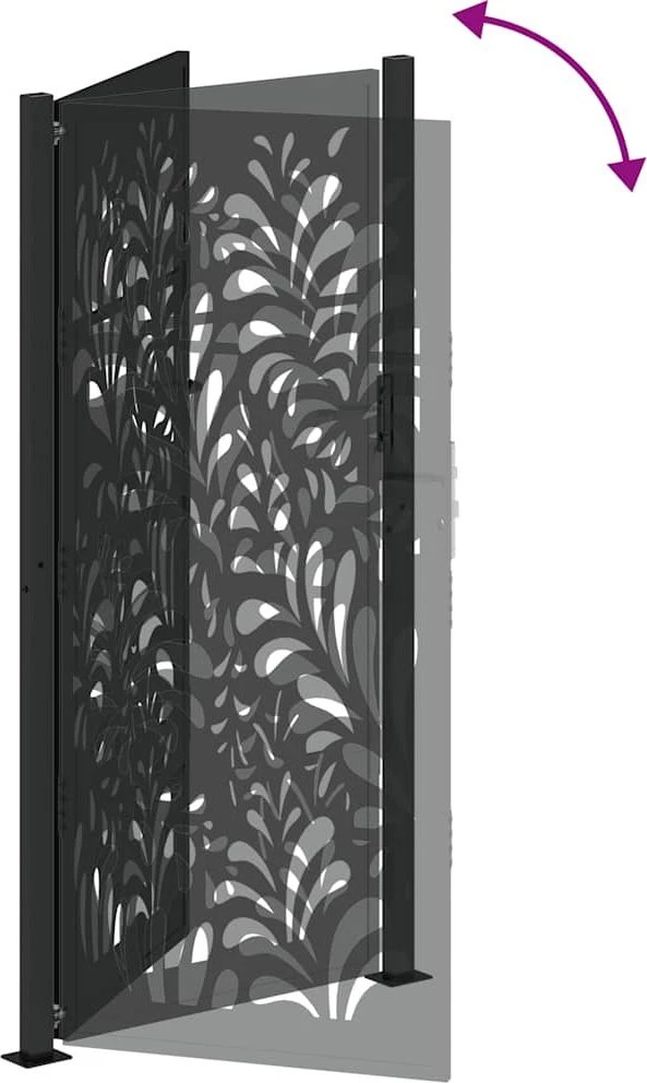 Sodo vartai, juodi, 100x200 cm, plienas, banguotos konstrukcijos