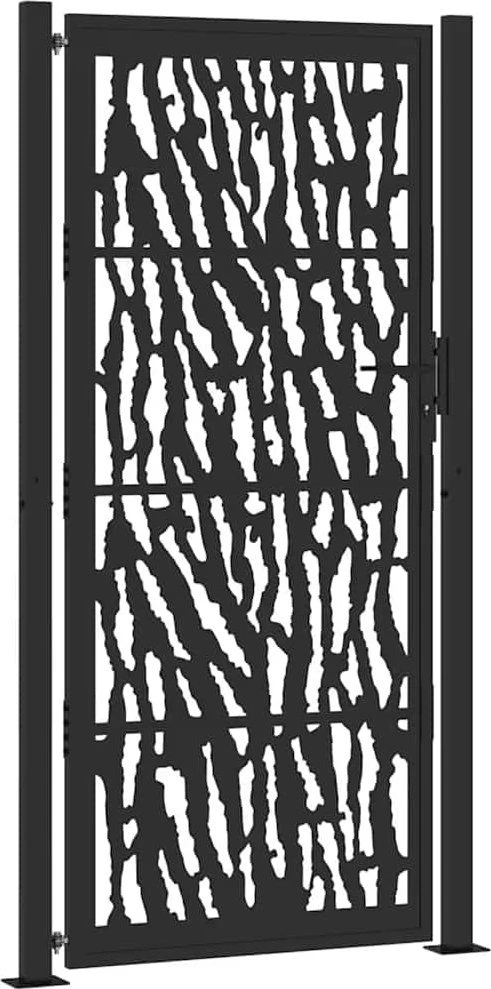 Sodo vartai, juodi, 100x200 cm, plieniniai, su atbrailomis