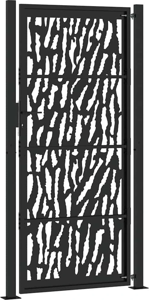 Sodo vartai, juodi, 100x200 cm, plieniniai, su atbrailomis