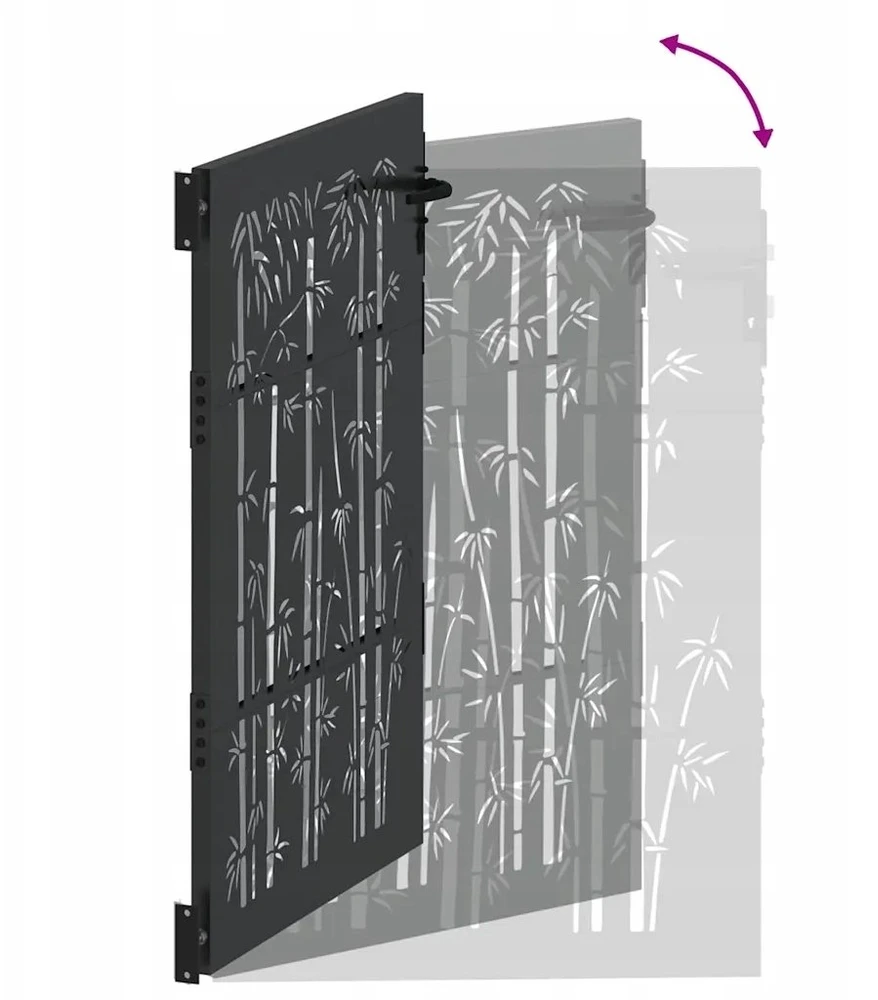 Sodo vartai 85 x 125 cm Juoda Užrakintas