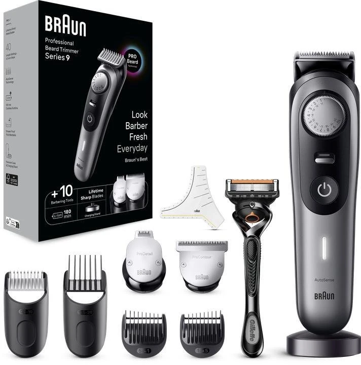Braun BeardTrimmer 7 BT 7420, plaunamas, baterija, pilka