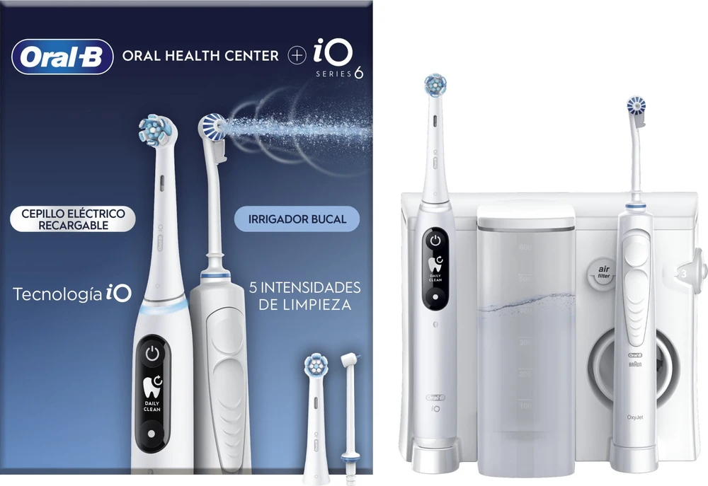 Oral-B Elektrinis dantų šepetėlis | iO6 & OxyJet | Įkraunamas | Suaugusiems | Šepetėlių skaičius galvutės įeina 2 | Number of teeth brushing modes 5 | Baltas