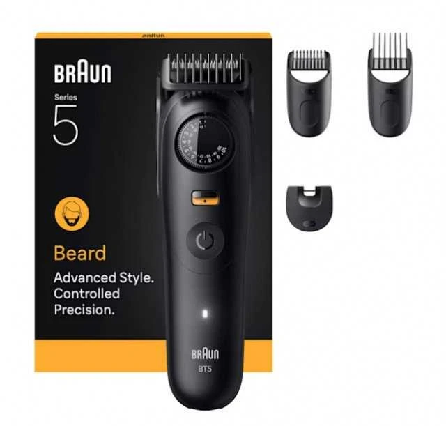 Barzdaskutė Braun BeardTrimmer 9 BT5520 barzdos kirpimo mašinėlė Baterija 40 2 cm „Wet & Dry“ Juoda