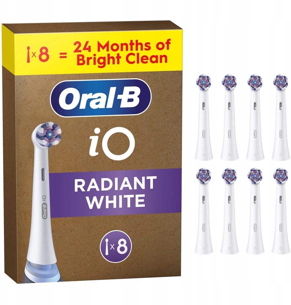 Braun Oral-B iO Radiant Baltas 8-pack, baltas brush galvutės, for a brightening clean