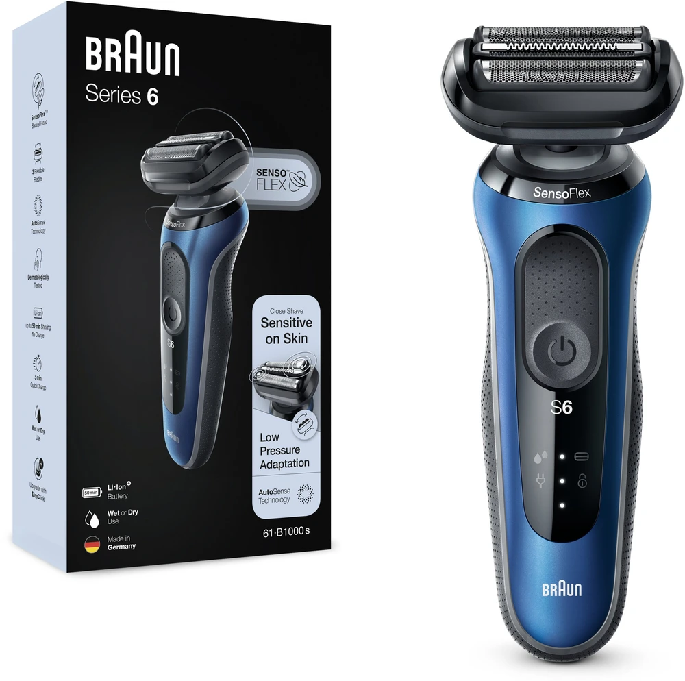 Barzdaskutė Braun Series 6 61-B1000s Skustuvas Juoda, Mėlyna