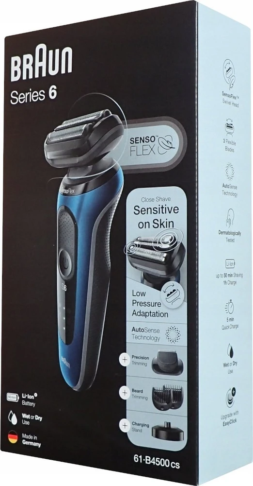 Barzdaskutė Braun Series 6 61-B4500cs Skustuvas Apkarpymo mašinėlė Juoda, Mėlyna