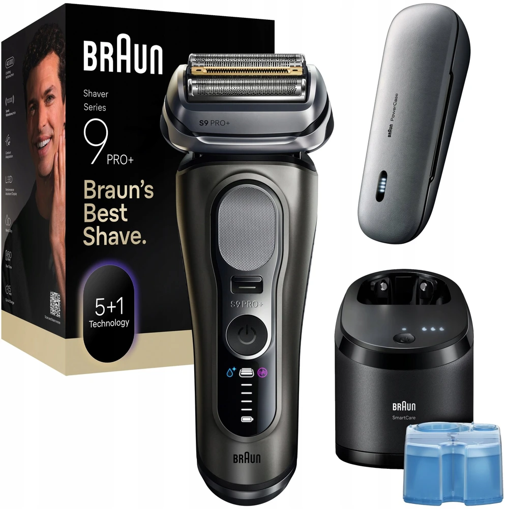 Braun 9675CC Barzdaskutė Series 9 PRO+ Clean&Charge +Power Case / pilkas