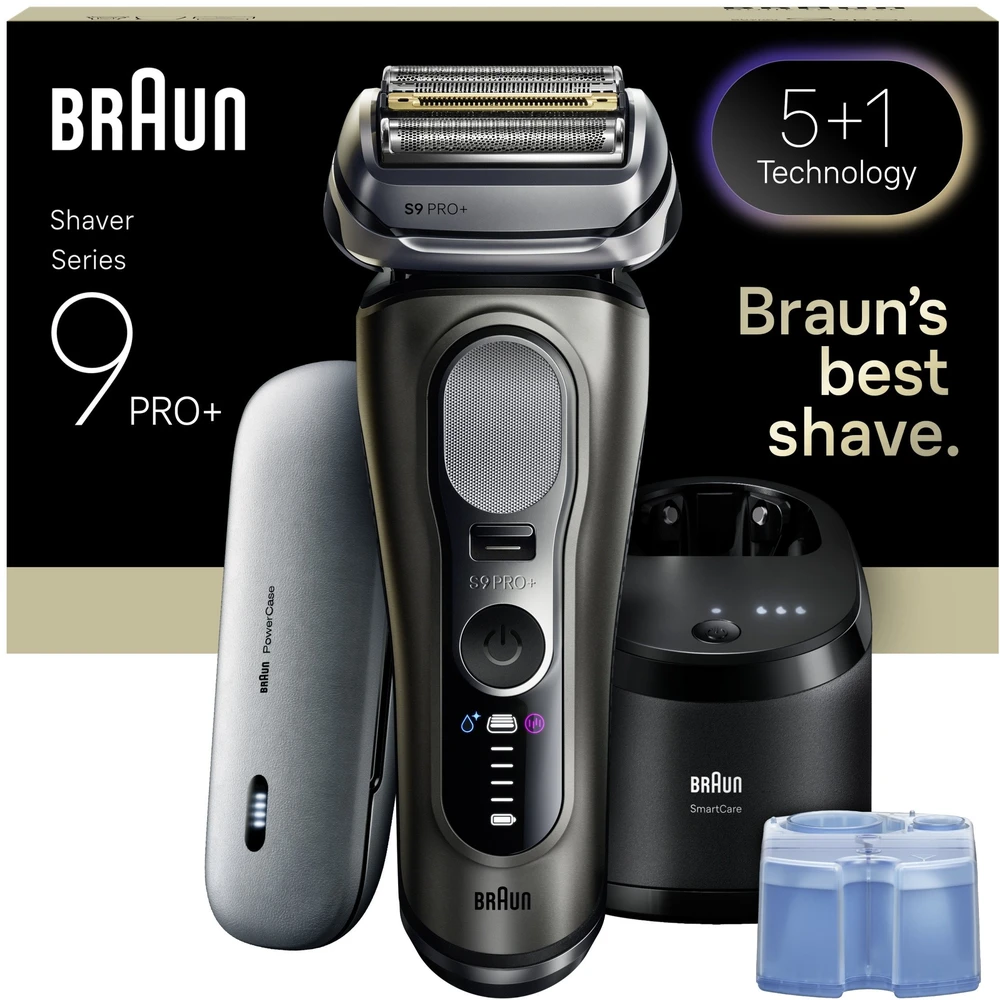 Braun 9675CC Barzdaskutė Series 9 PRO+ Clean&Charge +Power Case / pilkas
