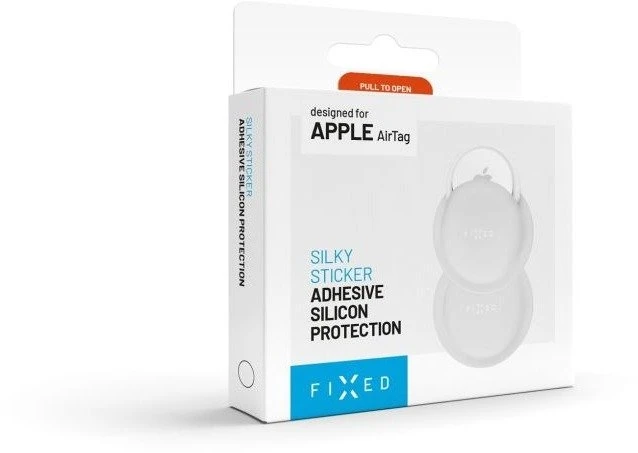 Dėklas FIXED Silky Sticker skirtas Apple AirTag, double pack, baltos spalvos