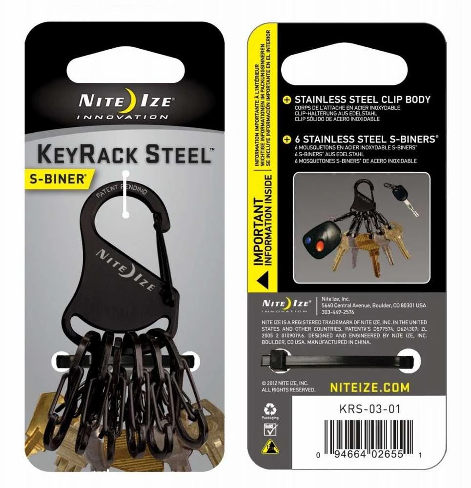 Breloczek Nite-Ize KeyRack + 6x micro karabińczyk nerūdijantis plienas juoda (KRS-03-01)