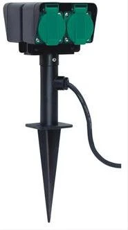 Brennenstuhl lauko prailgintuvas, 4xCEE 7/4, 1xCEE 7/7, 10m, įžeminimo smaigalys, IP44 , juodas / žalias 1154450 / GT-516