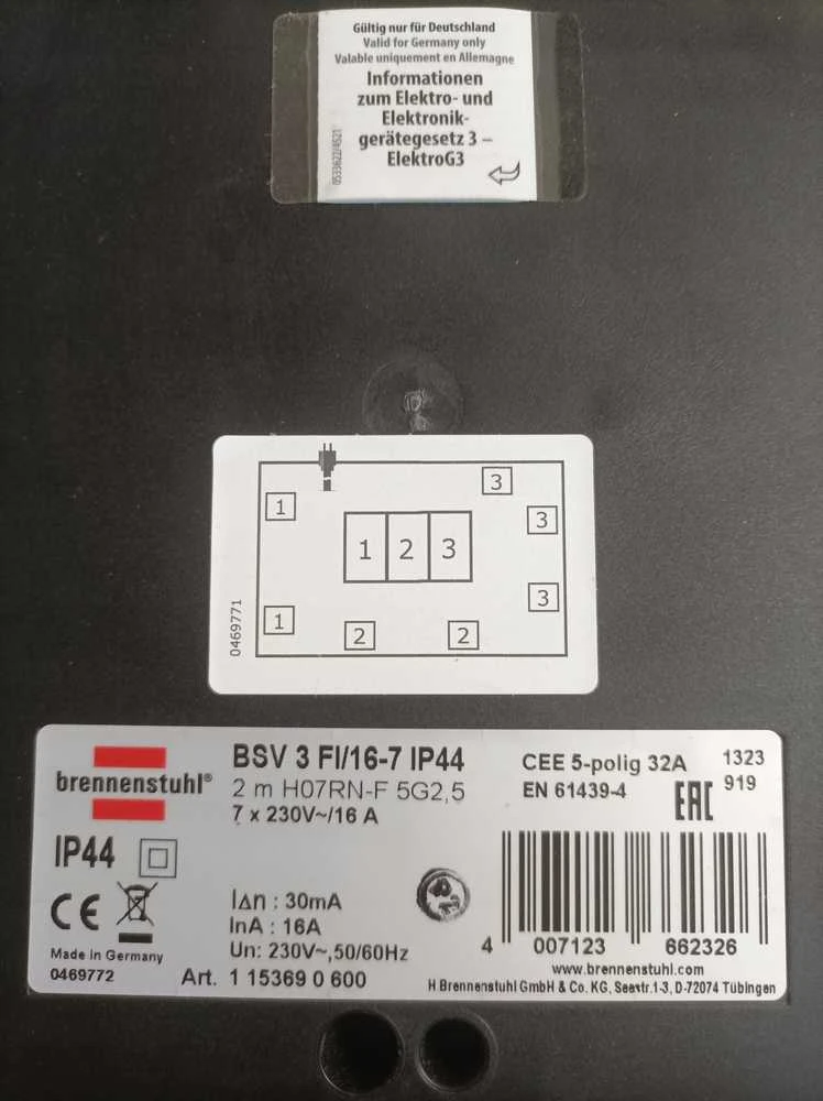 Brennenstuhl maitinimo skirstytuvas BSV 3-FI / TPE