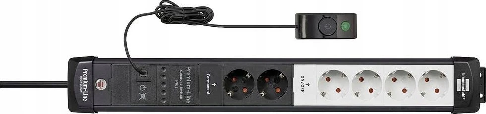 Carruzzo Brennenstuhl 1951560103 elektros tinklo ilgintuvas 3 m 6 AC išvestis(ys / čių) Vidaus Juoda, Šviesiai Žalia