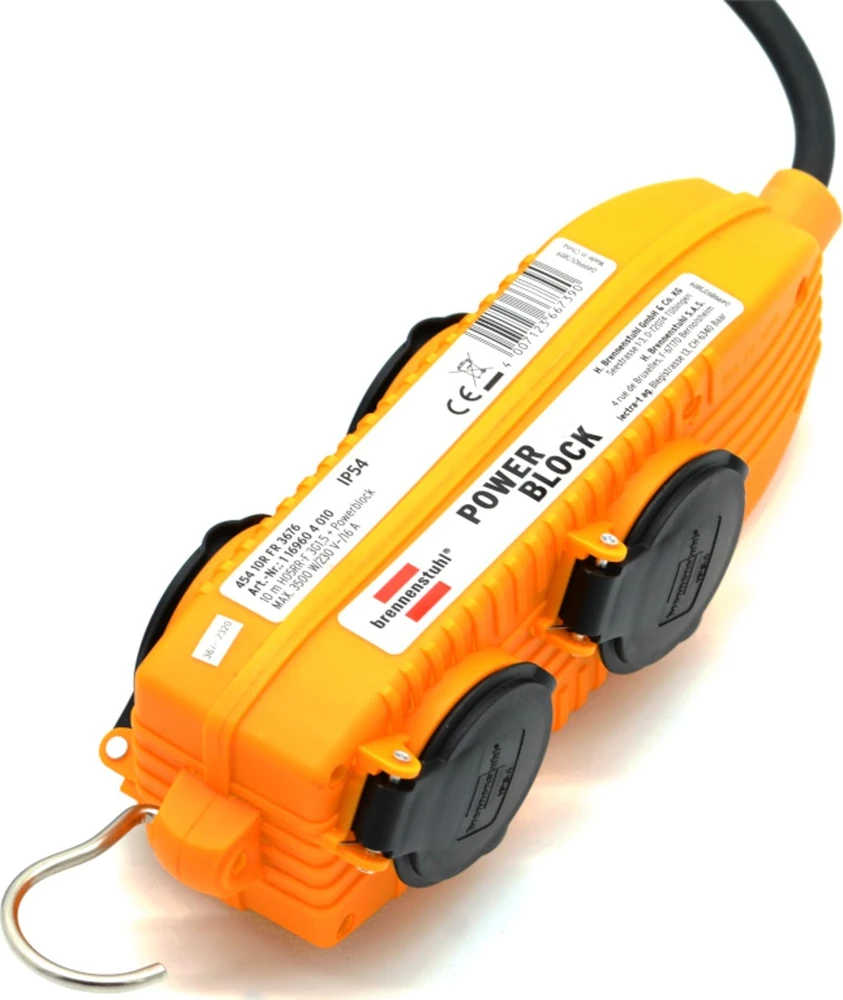 BRENNENSTUHL PRZEDŁUŻACZ Z POWERBLOCK IP54, 4GN, 10M