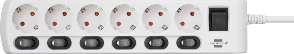 Brennenstuhl Socket Line 6 kartus 2m įsk. Jungiklis