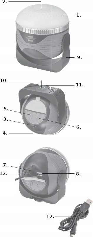 Brennenstuhl Projektas LED deganti kėdė, 310AB, BLUETOOTH, 350LM, IP44, USB