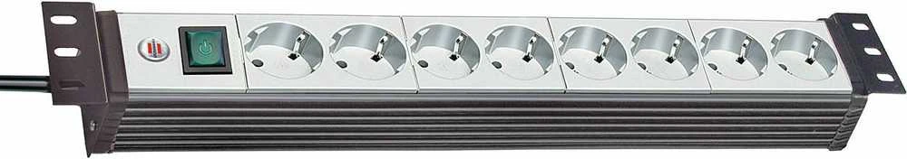Brennenstuhl 19 "1.5", 8xCEE 7/4, 1xCEE 7/7, pet-protected connectors, 3m cable, sidabrinis / juodas 1156057018 / GT-663