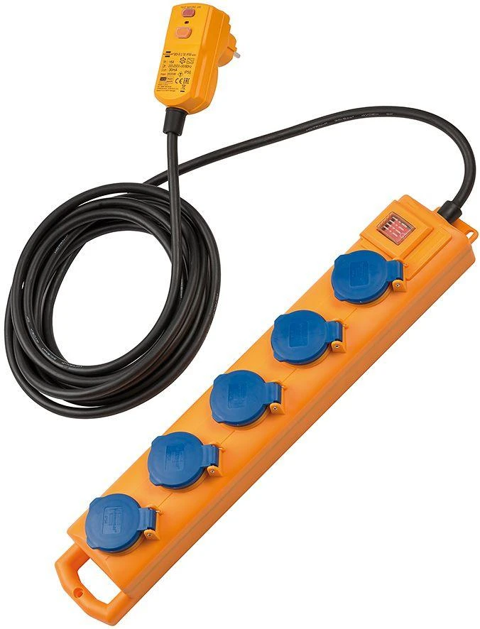 Carruzzo Brennenstuhl 1159900805 elektros tinklo ilgintuvas 5 m 5 AC išvestis(ys / čių) Lauke Juoda, Mėlyna, Geltona