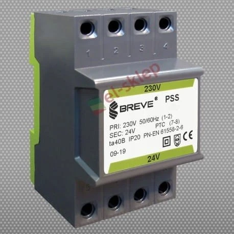 Breve 16024-9879 Modulinis transformatorius PSS 30N 230/24V 30VA 1,25A DIN bėgiui 16024-9879
