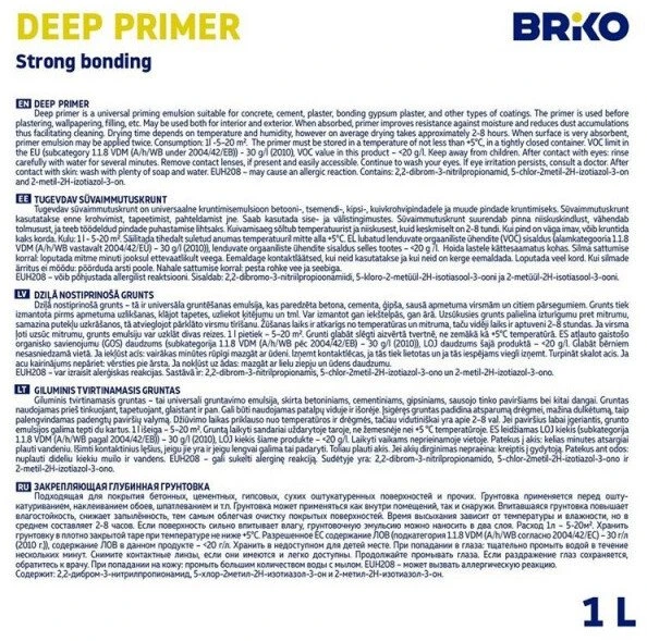 Gruntavimo gruntas Briko, baltos spalvos, 1 l
