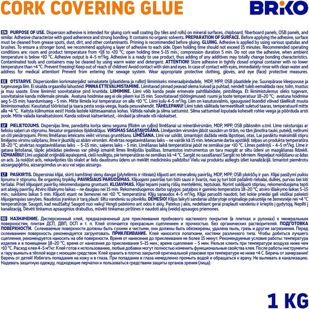 Briko CORK COVERING GLUE BRIKO (1 KG)