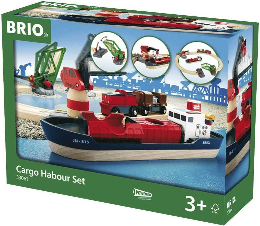 Ravensburger Brio geležinkelis Brio rinkinys su traukinio bėgiais Cargo harbour, 33061