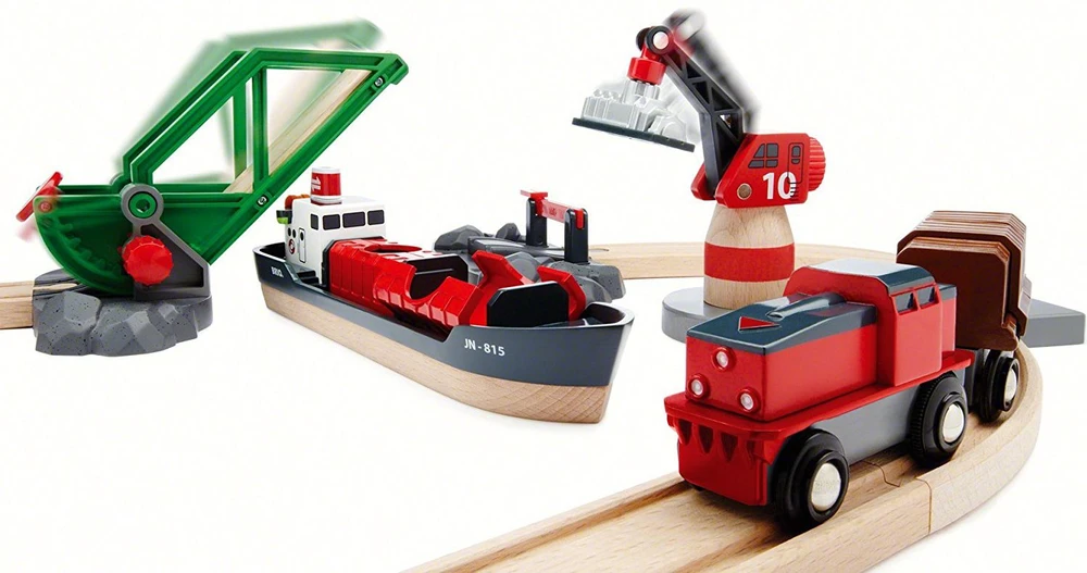 Ravensburger Brio geležinkelis Brio rinkinys su traukinio bėgiais Cargo harbour, 33061