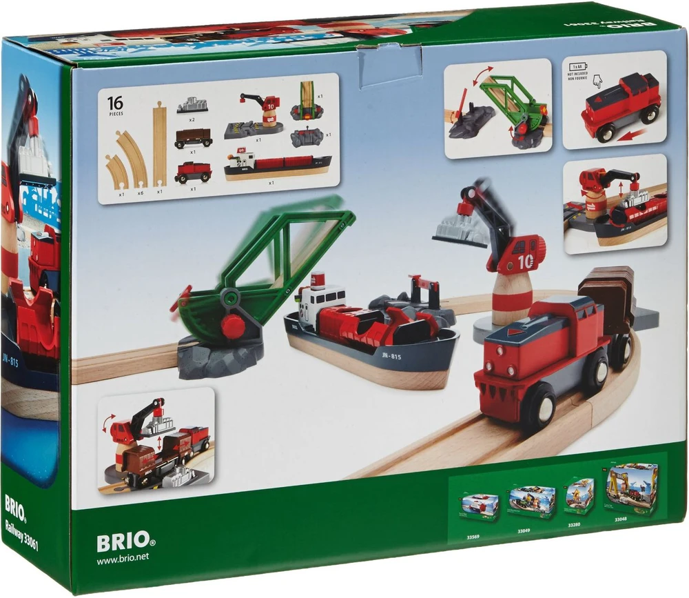 Ravensburger Brio geležinkelis Brio rinkinys su traukinio bėgiais Cargo harbour, 33061