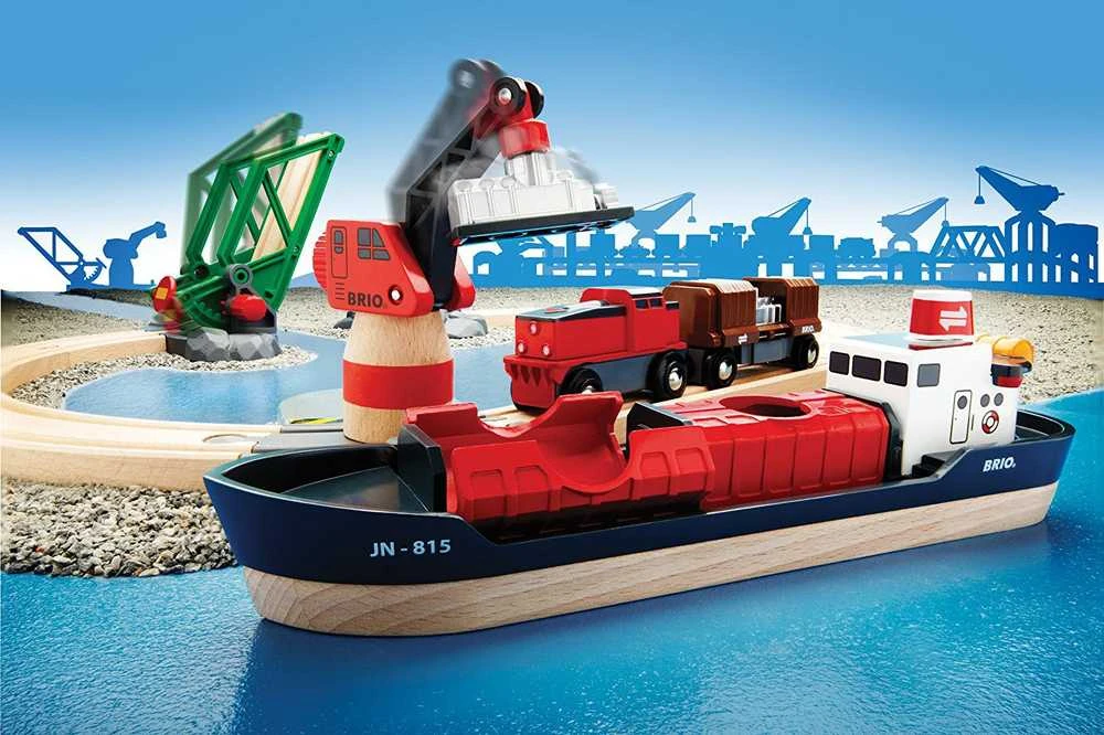 Ravensburger Brio geležinkelis Brio rinkinys su traukinio bėgiais Cargo harbour, 33061