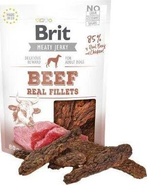 Brit Jerky Beef Real Fillets skanėstas 80g