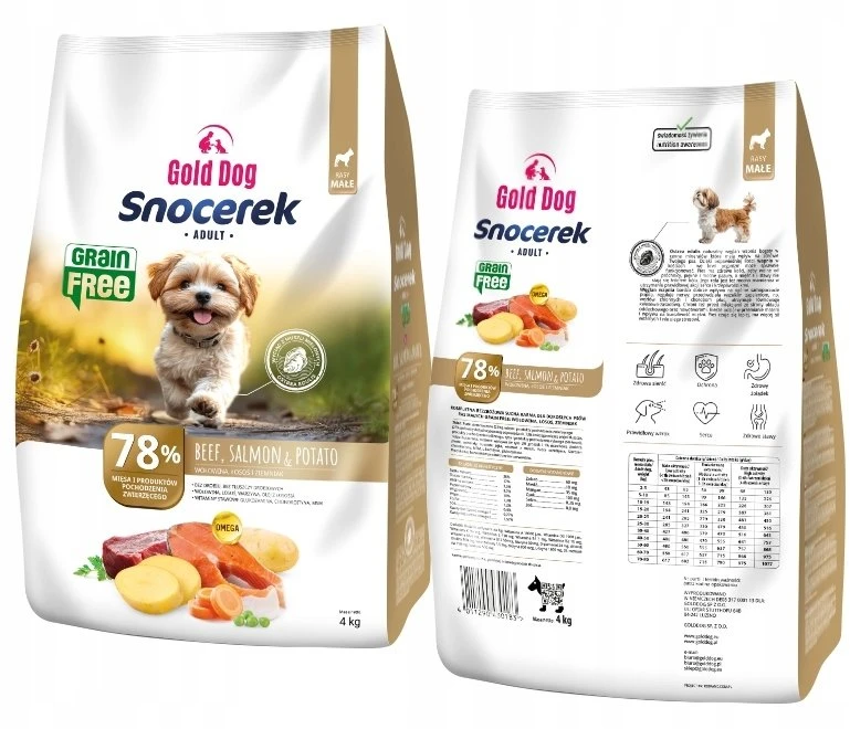 Brit GDD GOLD DOG Snocerek begrūdis Small breeds jautiena ir lašiša, bulvė – sausas Maistas šunims – 4kg
